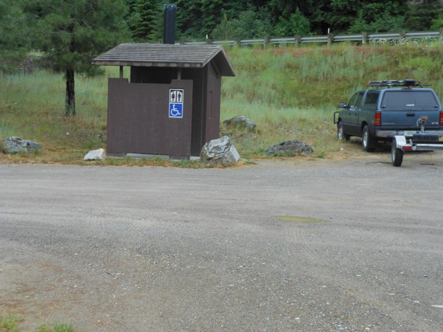 picture showing Latrine is 135' from the boat ramp with slopes of 2%.