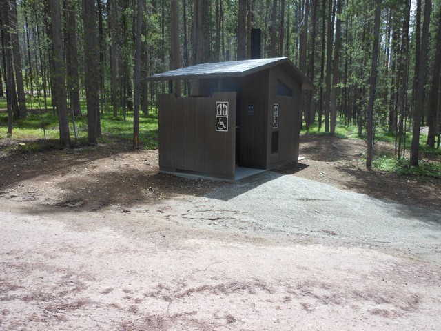 picture showing New accessible latrine 111' from campsite #20.