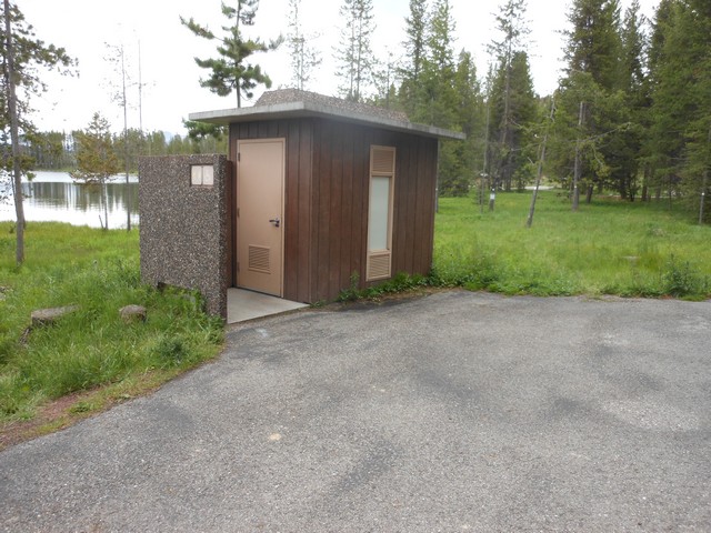 picture showing Accessible latrine is 110' from campsite #8.