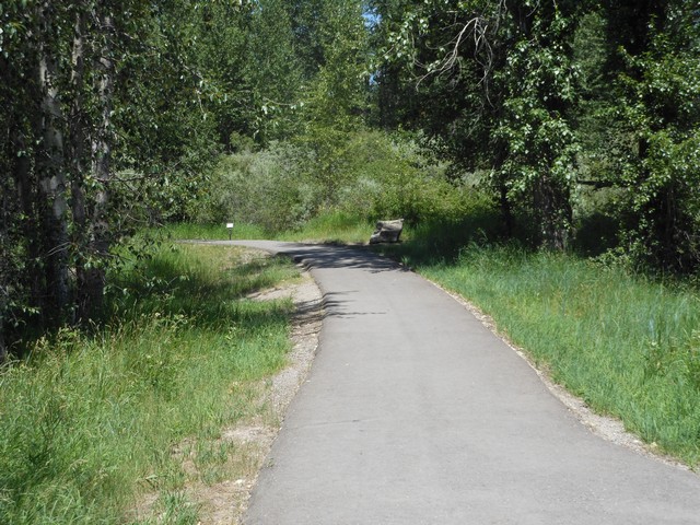 picture showing Trail from parking lot to the fishing pond and platform.