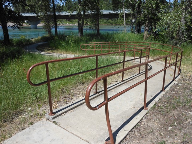 picture showing Sidewalk with railing system to fishing platform.  The sidewalk is 36