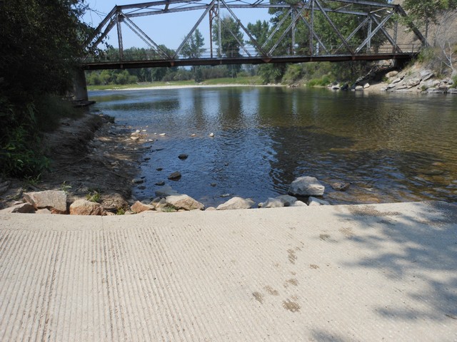 picture showing View of Darby Bridge from lower end of ramp.