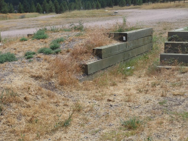 picture showing The mixed use trailhead allows horses.  See ramp and chute for mounting horses.  Vegetation in the surface of the ramp may make access difficult for someone with a disability. There is no transfer device.