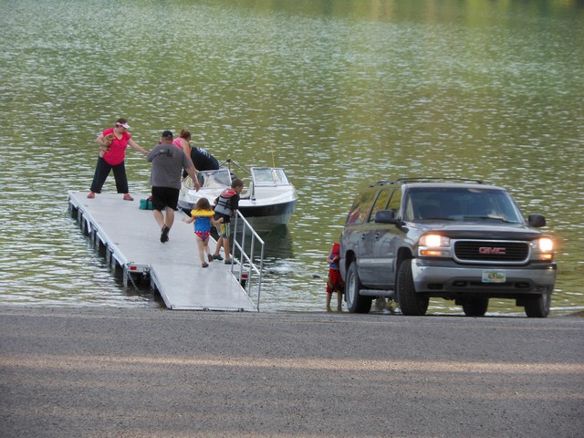 picture showing Boat launch area with ramp & dock.