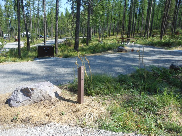 picture showing Campsite #20, even though it is not marked, is accessible.