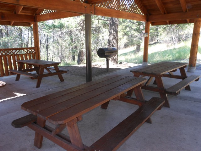 picture showing View inside the picnic shelter.