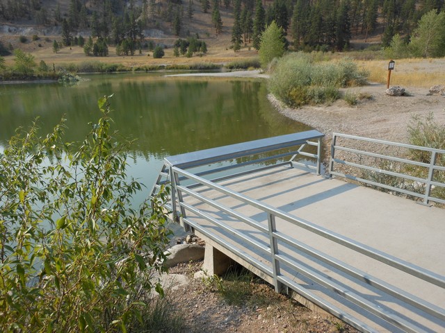 picture showing Accessible rail on the fishing platform has room for wheelchair seating.