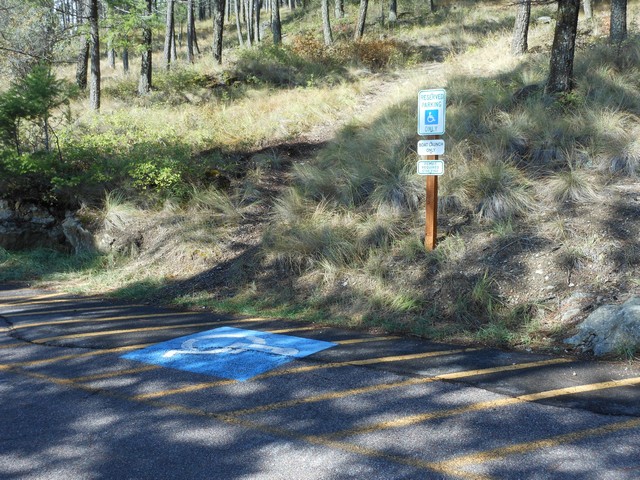 picture showing Marked accessible truck & boat trailer parking adjacent to the boat launch area.