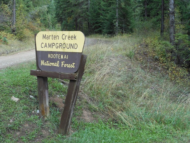 picture showing Entrance sign to Marten Creek Campground.