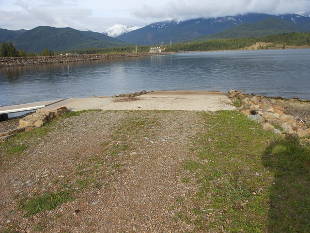 picture showing Boat launch area with concrete ramp.