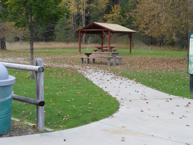 picture showing Picnic table and shelter.  