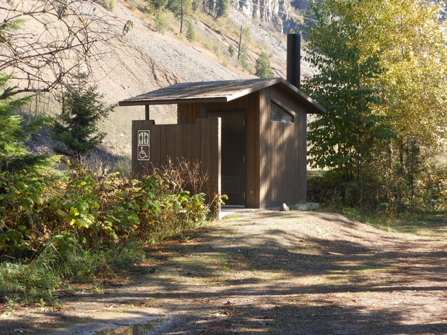 picture showing Accessible latrine, however, the route to the latrine does not meet accessibility standards.