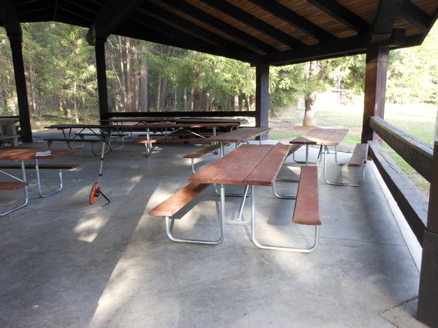 picture showing Assortment of tables inside the shelter.  