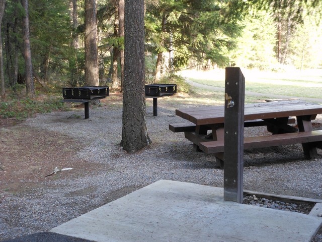 picture showing Grills and water spigot adjacent to the Group Shelter.