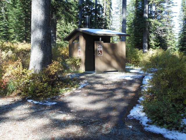 picture showing Latrine is across the road from both campsites #2 & #3.