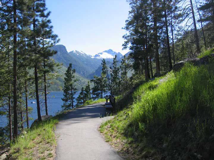 picture showing Bench along trail at Lake Como.