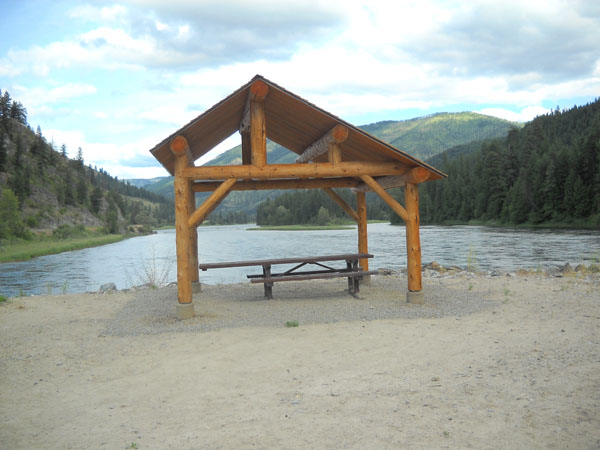 picture showing Accessible sheltered picnic table (access route still needs to be constucted).